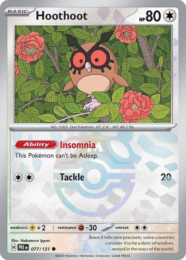 Hoothoot (077/131) (Master Ball Pattern) [Scarlet & Violet: Prismatic Evolutions] Pokemon Single Pokémon  | Multizone: Comics And Games