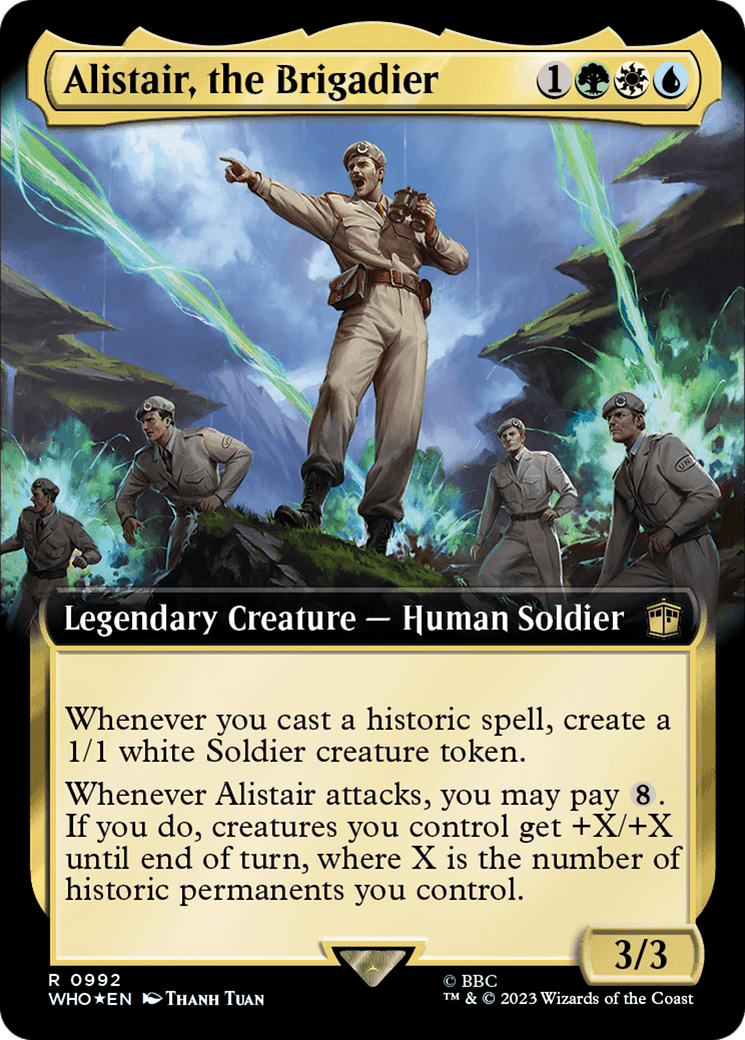 Alistair, the Brigadier (Extended Art) (Surge Foil) [Doctor Who] MTG Single Magic: The Gathering  | Multizone: Comics And Games