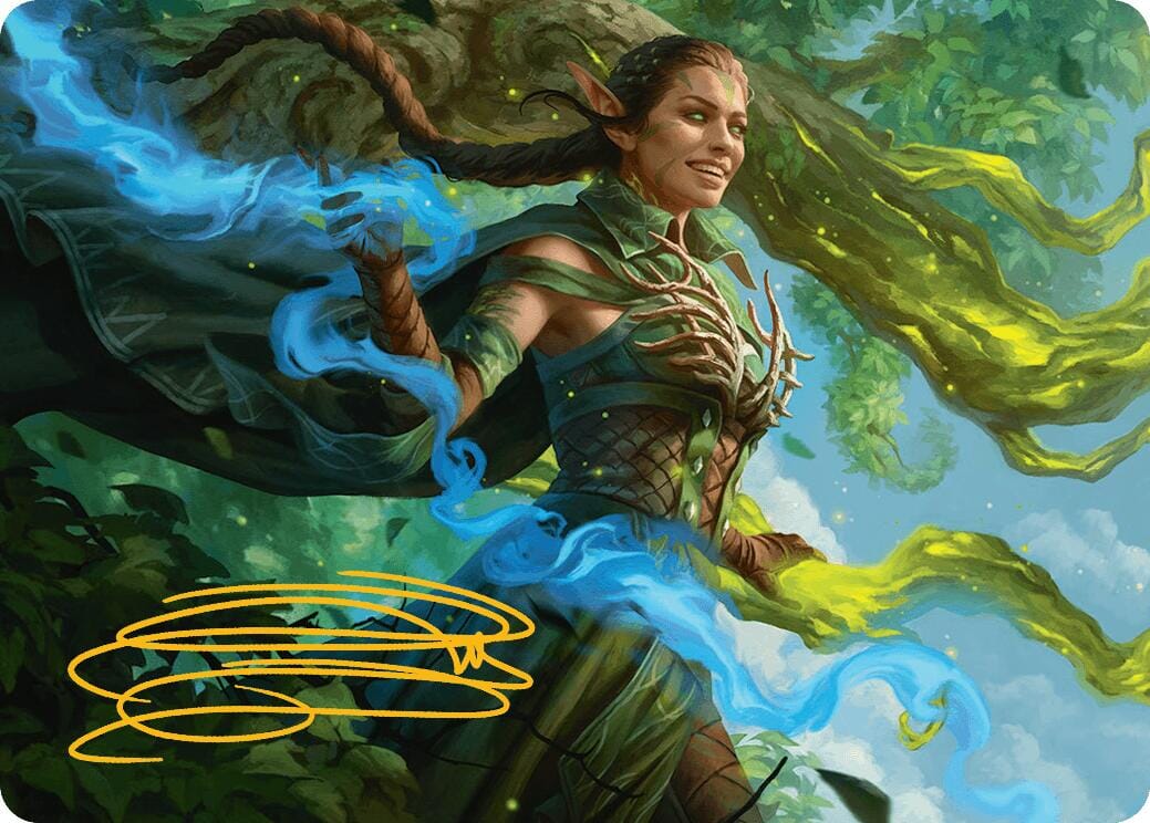 Nissa, Worldsoul Speaker Art Card (Gold-Stamped Signature) [Aetherdrift Art Series] MTG Single Magic: The Gathering  | Multizone: Comics And Games