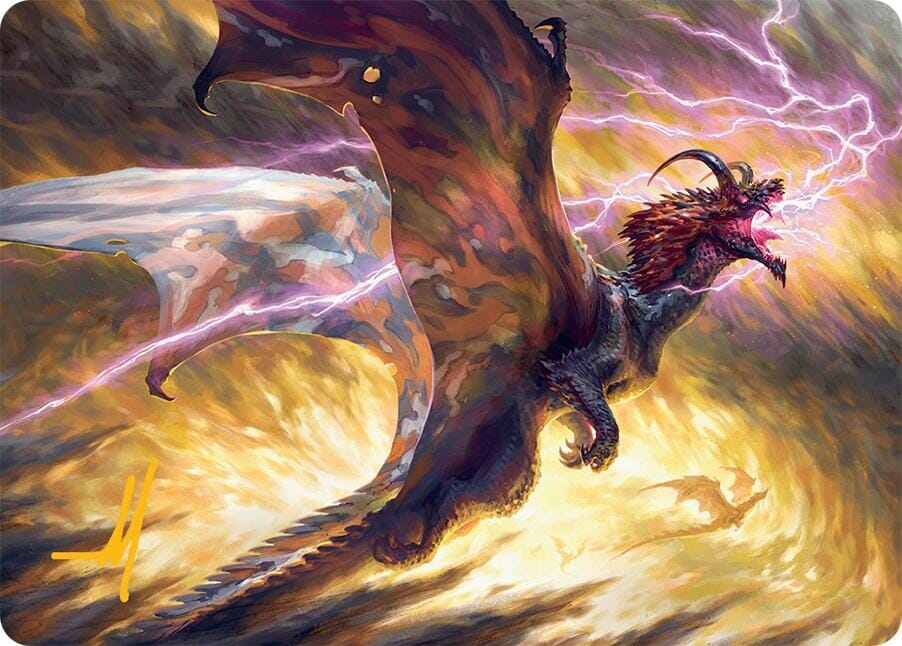 Stormscale Scion Art Card (17/54) (Gold-Stamped Signature) [Tarkir: Dragonstorm Art Series] MTG Single Magic: The Gathering  | Multizone: Comics And Games
