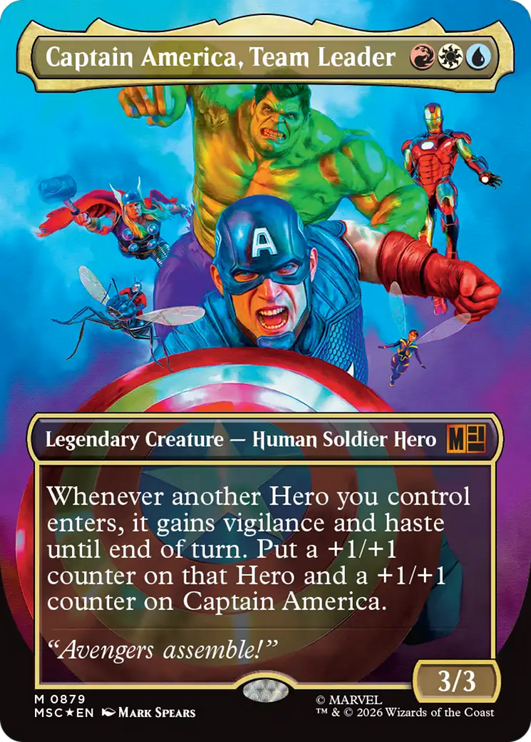Captain America, Team Leader (Borderless) (Surge Foil) [Marvel Super Heroes Commander] | Multizone: Comics And Games
