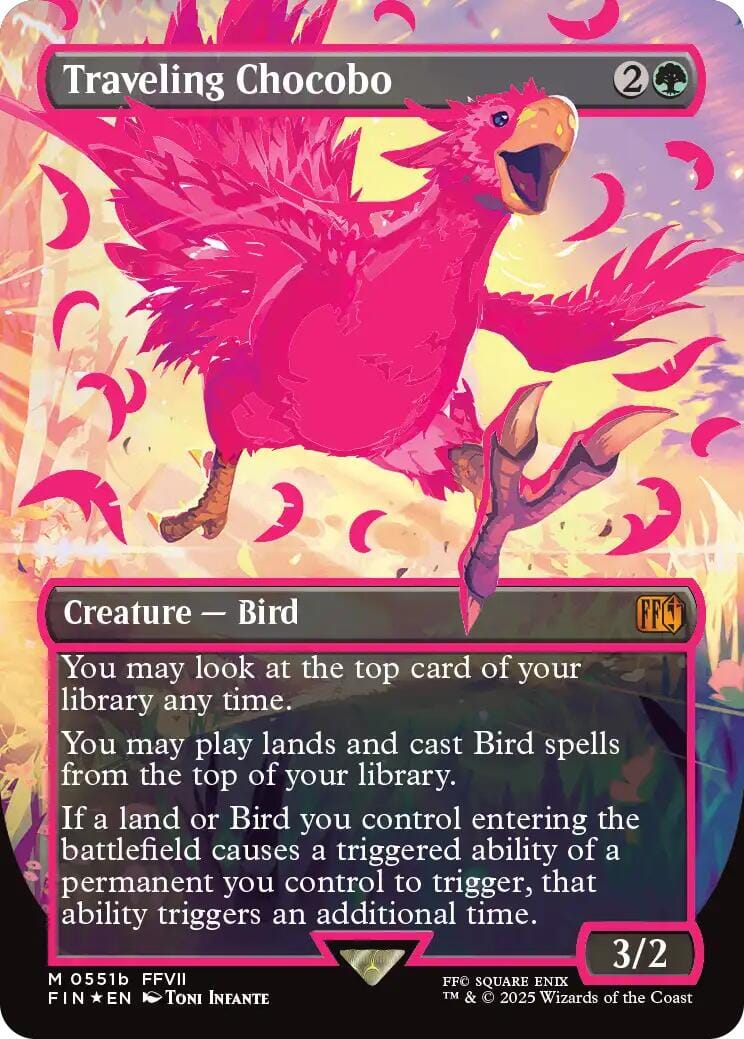 Traveling Chocobo (Borderless) (Neon Ink Pink) [FINAL FANTASY] MTG Single Magic: The Gathering  | Multizone: Comics And Games