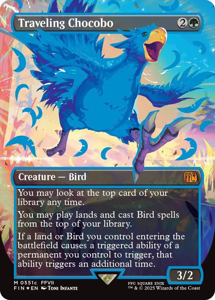 Traveling Chocobo (Borderless) (Neon Ink Blue) [FINAL FANTASY] MTG Single Magic: The Gathering  | Multizone: Comics And Games