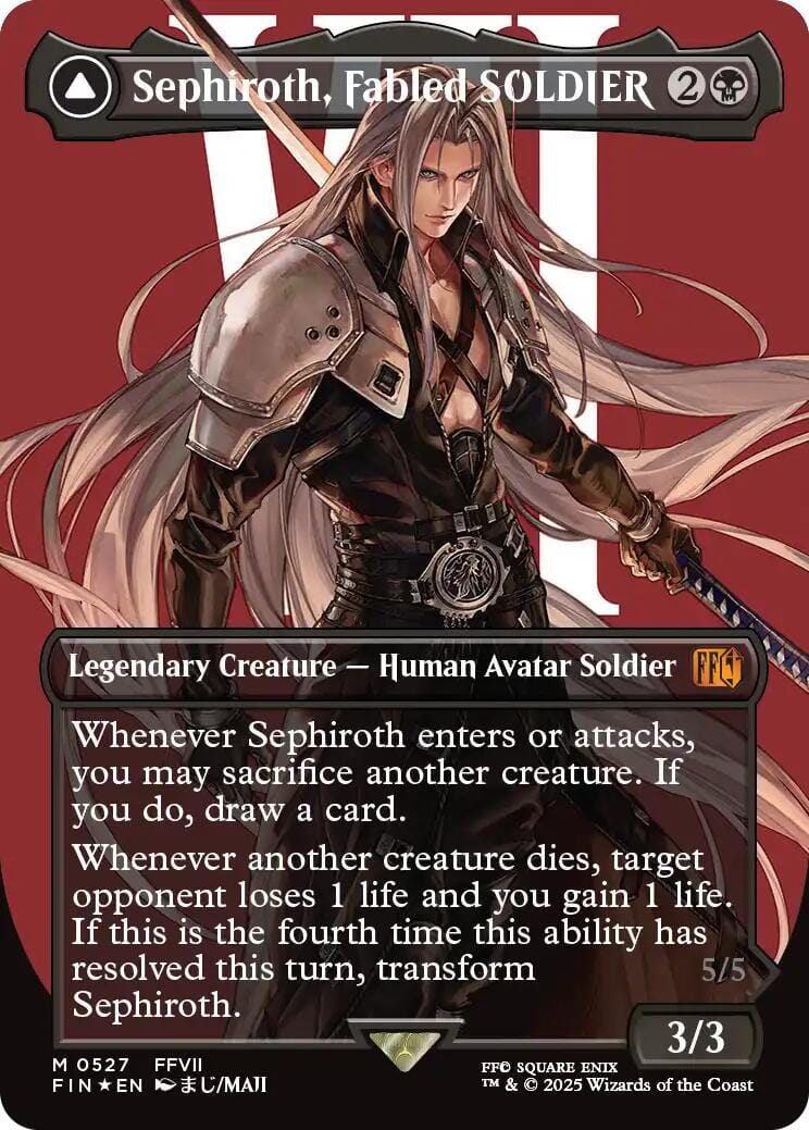 Sephiroth, Fabled SOLDIER // Sephiroth, One-Winged Angel (Borderless) (Surge Foil) [FINAL FANTASY] MTG Single Magic: The Gathering  | Multizone: Comics And Games