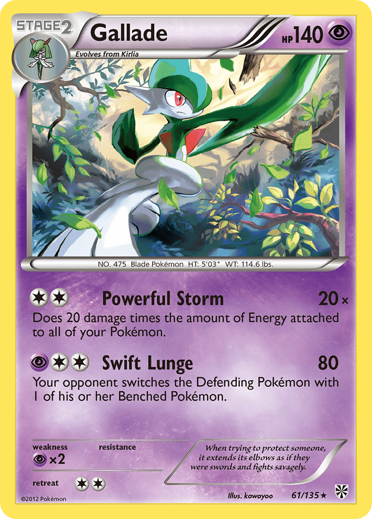 Gallade (61/135) [Black & White: Plasma Storm] Pokemon Single Pokémon  | Multizone: Comics And Games