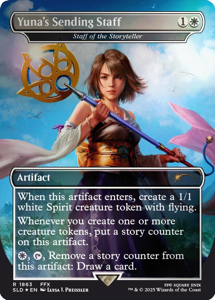Yuna's Sending Staff - Staff of the Storyteller (Rainbow Foil) [Secret Lair Drop Series] MTG Single Magic: The Gathering  | Multizone: Comics And Games