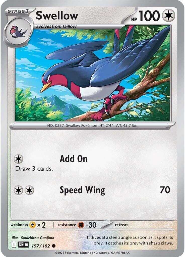 Swellow (157/182) [Scarlet & Violet: Destined Rivals] Pokemon Single Pokémon  | Multizone: Comics And Games