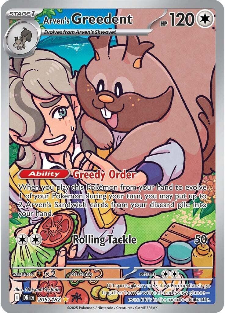 Arven's Greedent (205/182) [Scarlet & Violet: Destined Rivals] Pokemon Single Pokémon  | Multizone: Comics And Games