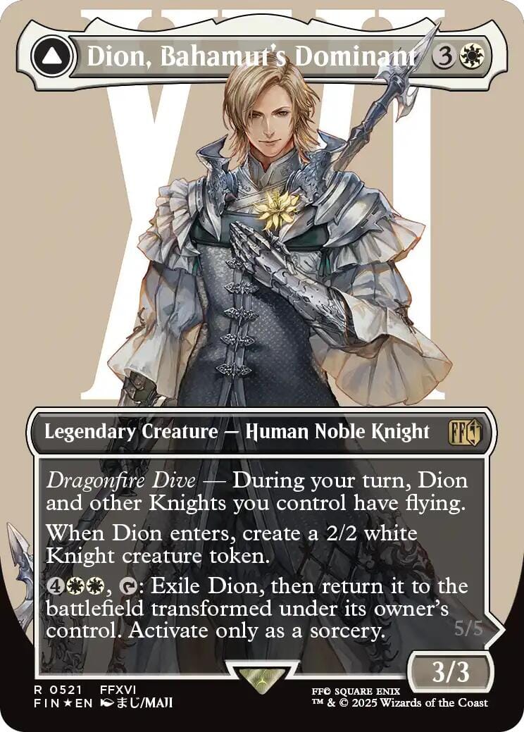 Dion, Bahamut's Dominant // Bahamut, Warden of Light (Borderless) (Surge Foil) [FINAL FANTASY] MTG Single Magic: The Gathering  | Multizone: Comics And Games