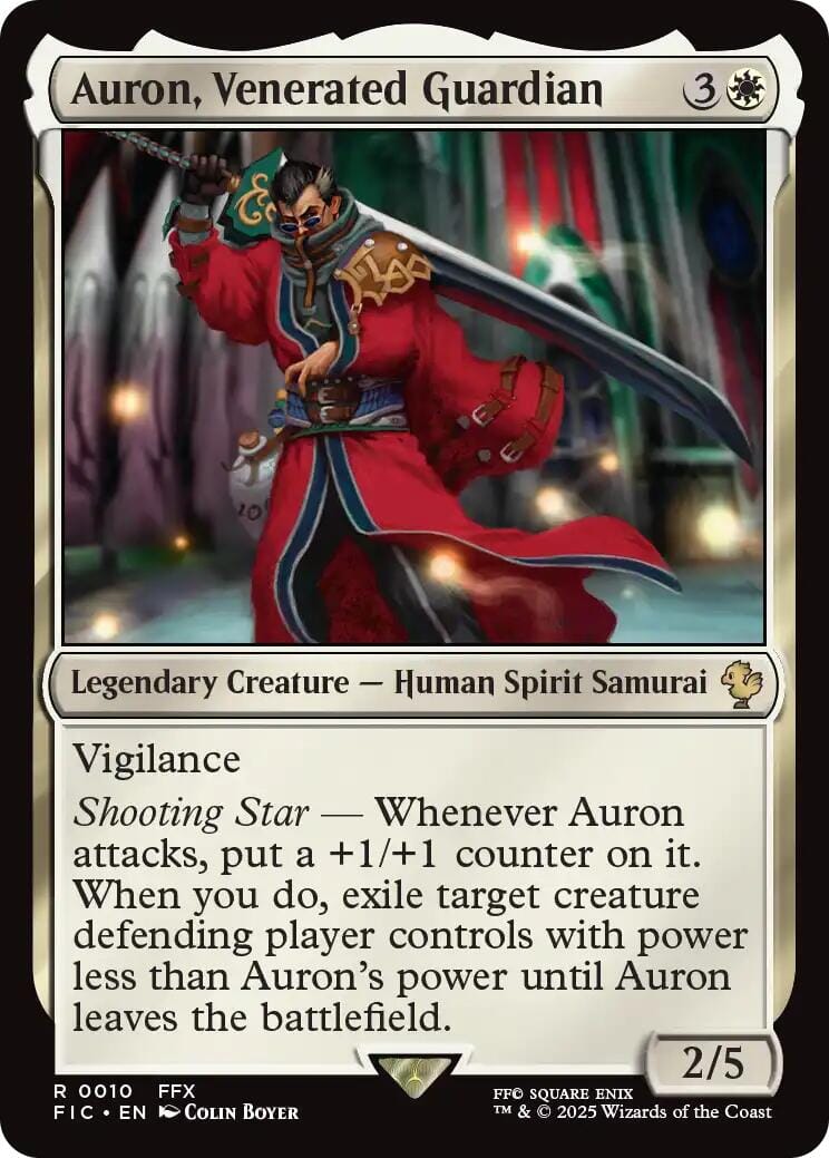 Auron, Venerated Guardian (Surge Foil) [FINAL FANTASY Commander] MTG Single Magic: The Gathering  | Multizone: Comics And Games