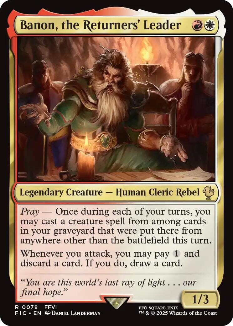 Banon, the Returners' Leader (Surge Foil) [FINAL FANTASY Commander] MTG Single Magic: The Gathering  | Multizone: Comics And Games