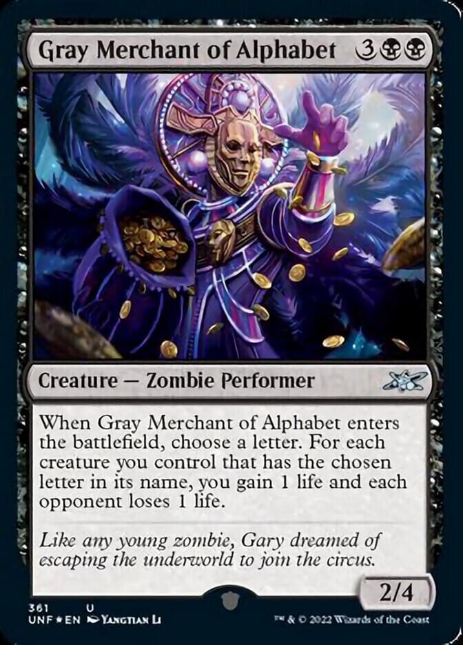 Gray Merchant of Alphabet (Galaxy Foil) [Unfinity] MTG Single Magic: The Gathering  | Multizone: Comics And Games