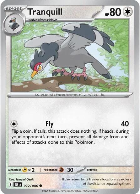 Tranquill (072/086) [Scarlet & Violet: Black Bolt] Pokemon Single Pokémon  | Multizone: Comics And Games