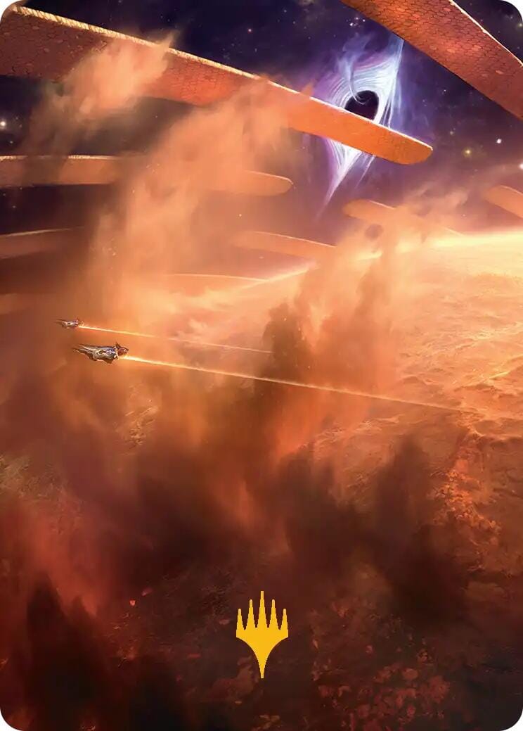 Adagia, Windswept Bastion Art Card (Gold-Stamped Planeswalker Symbol) [Edge of Eternities Art Series] MTG Single Magic: The Gathering  | Multizone: Comics And Games