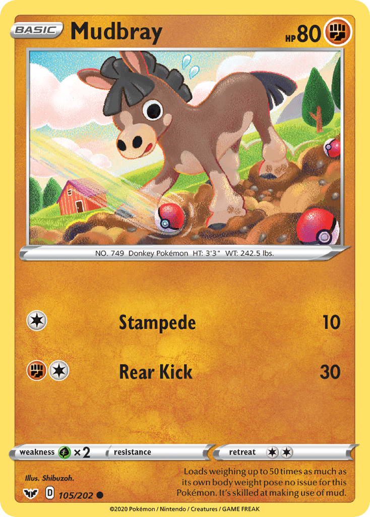 Mudbray (105/202) [Sword & Shield: Base Set] Pokemon Single Pokémon  | Multizone: Comics And Games