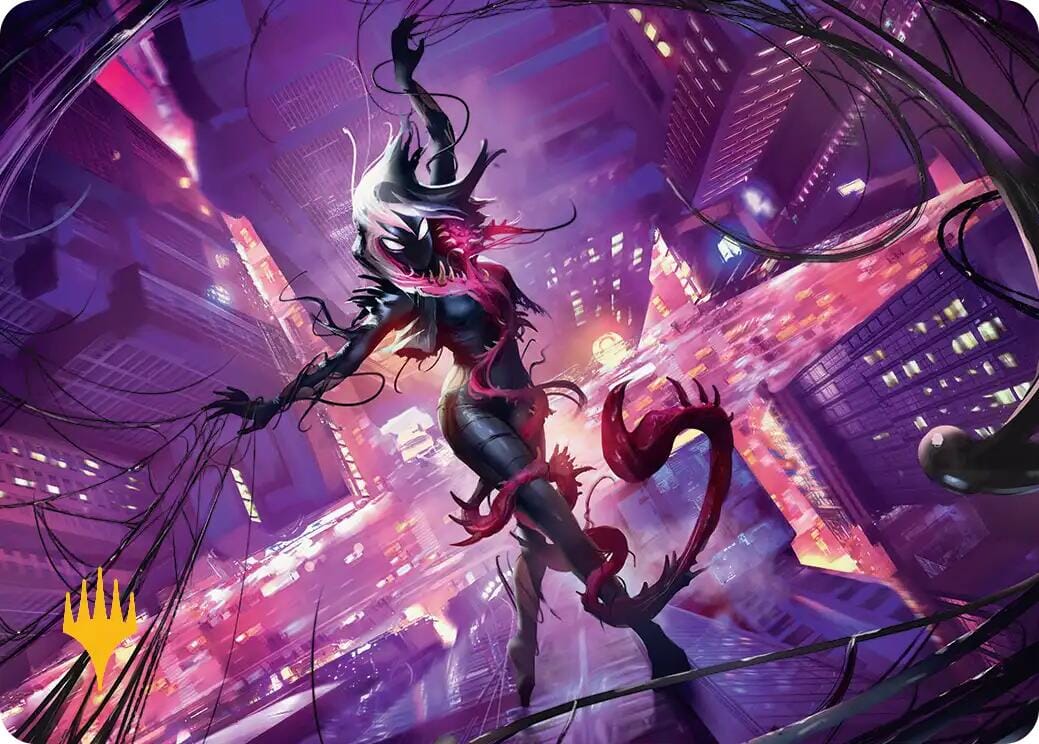Gwenom, Remorseless Art Card (Gold-Stamped Planeswalker Symbol) [Marvel's Spider-Man Art Series] MTG Single Magic: The Gathering  | Multizone: Comics And Games