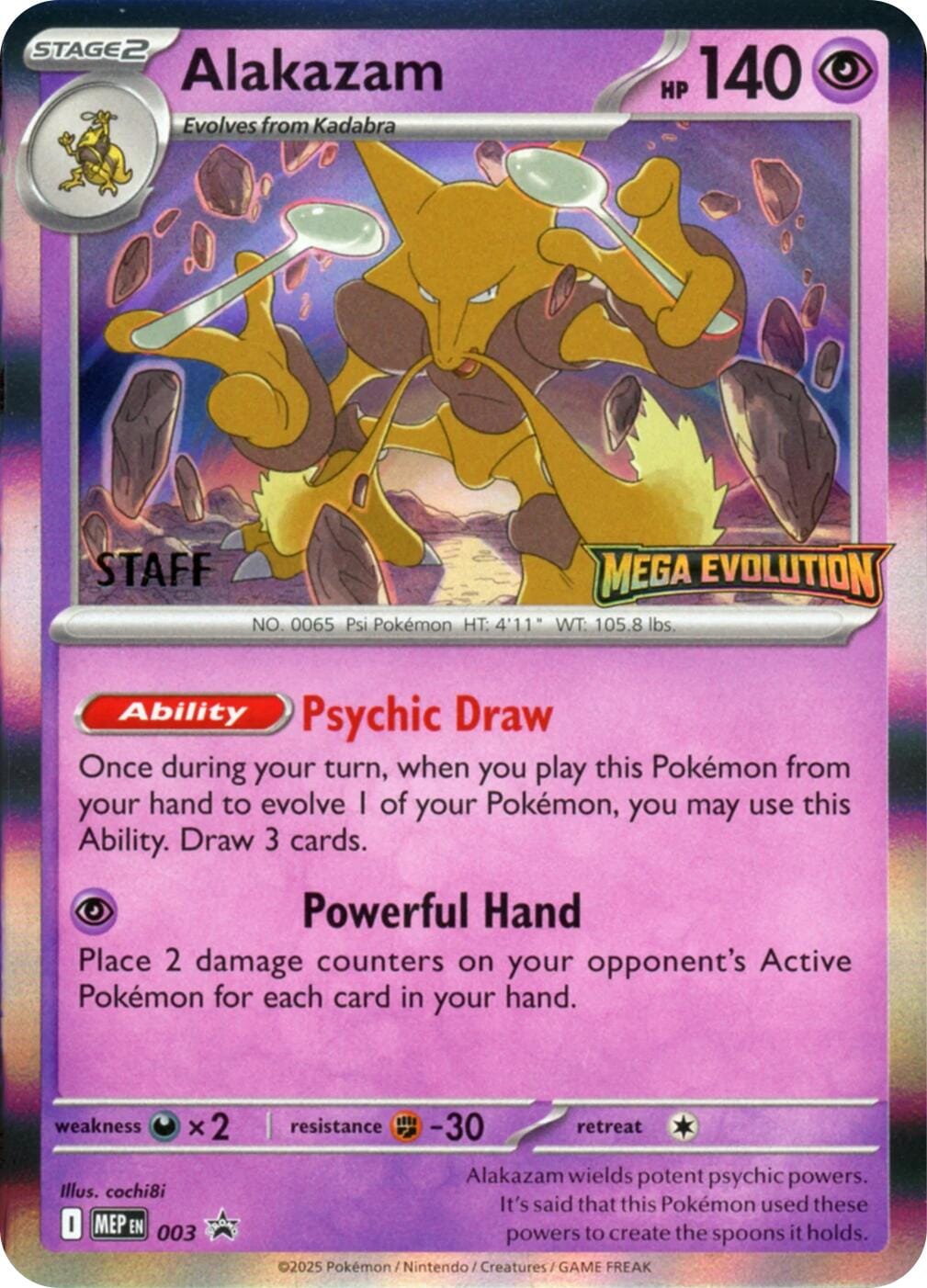 Alakazam (003) (Staff) [Mega Evolution Promo] Pokemon Single Pokémon  | Multizone: Comics And Games