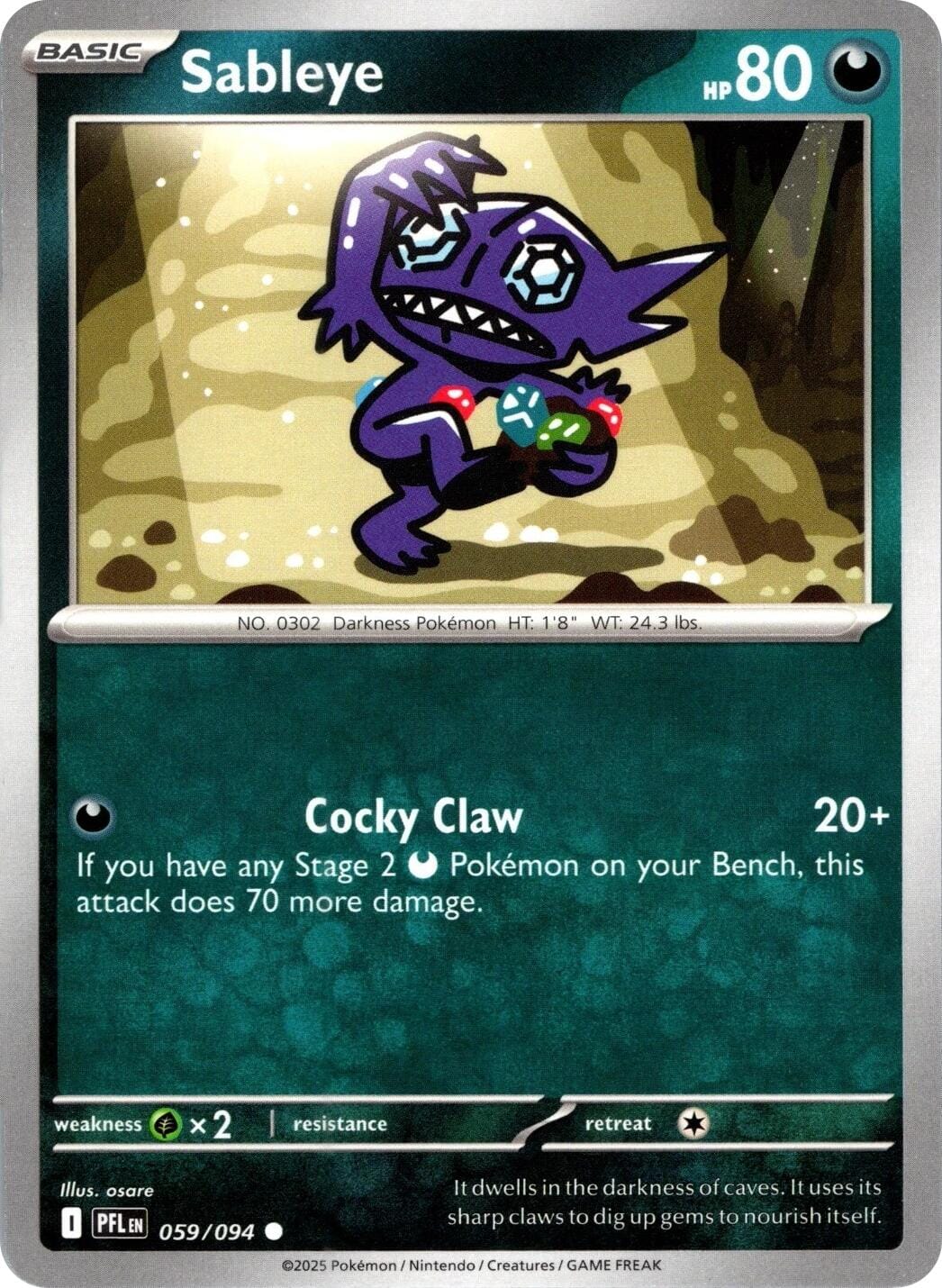 Sableye (059/094) (Reverse Holo) [Mega Evolution: Phantasmal Flames] Pokemon Single Pokémon  | Multizone: Comics And Games