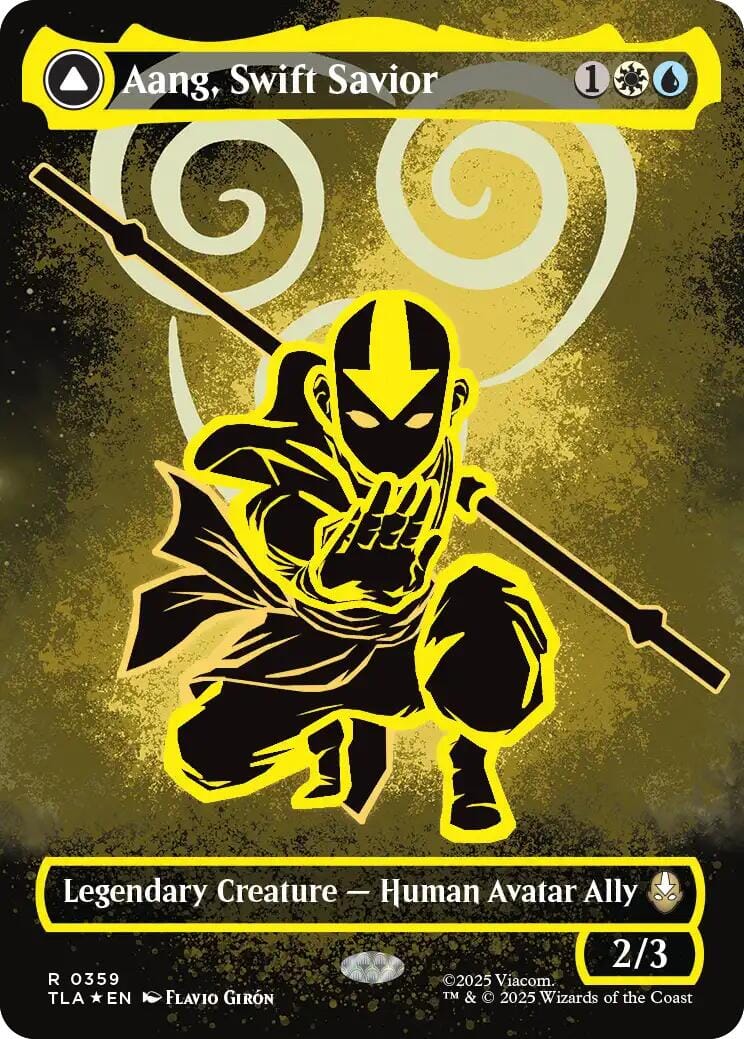 Aang, Swift Savior (Borderless) (Neon Ink Foil) [Avatar: The Last Airbender] MTG Single Magic: The Gathering  | Multizone: Comics And Games