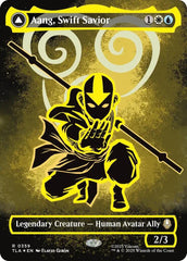 Aang, Swift Savior (Borderless) (Neon Ink Foil) [Avatar: The Last Airbender] MTG Single Magic: The Gathering  | Multizone: Comics And Games