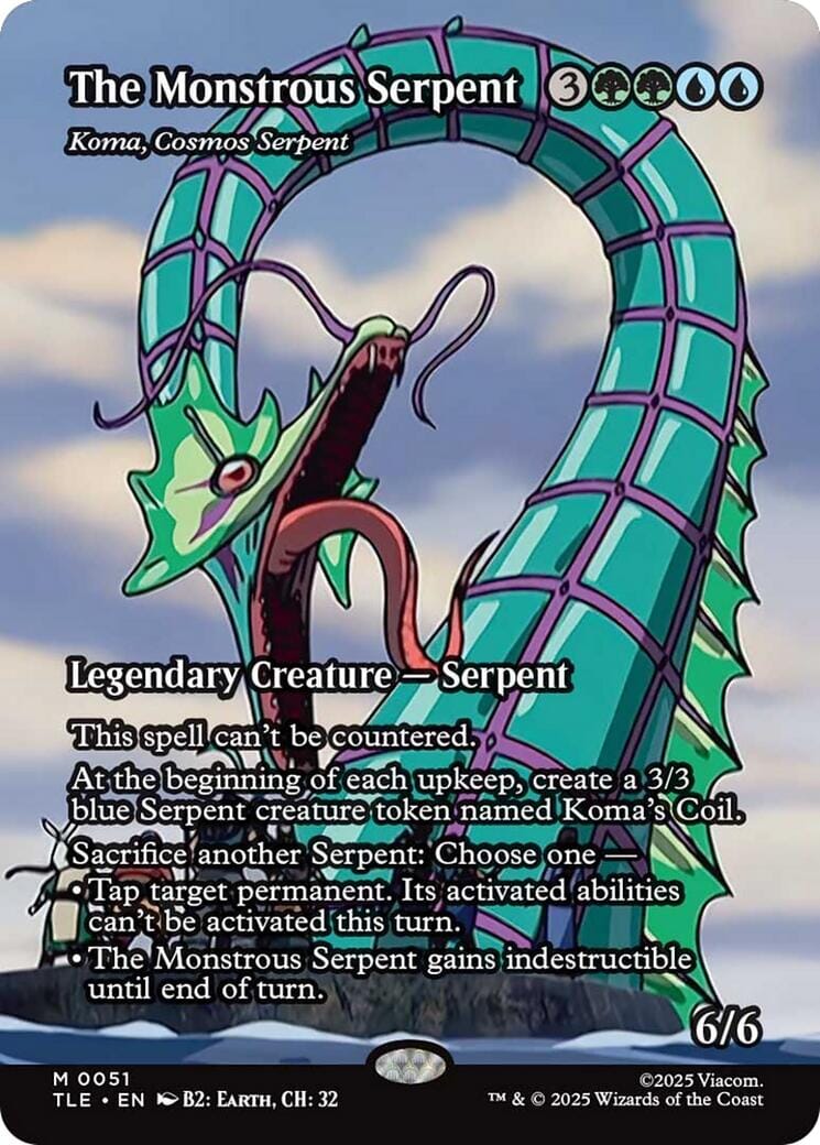The Monstrous Serpent - Koma, Cosmos Serpent (Borderless) [Avatar: The Last Airbender: Eternal-Legal] MTG Single Magic: The Gathering  | Multizone: Comics And Games