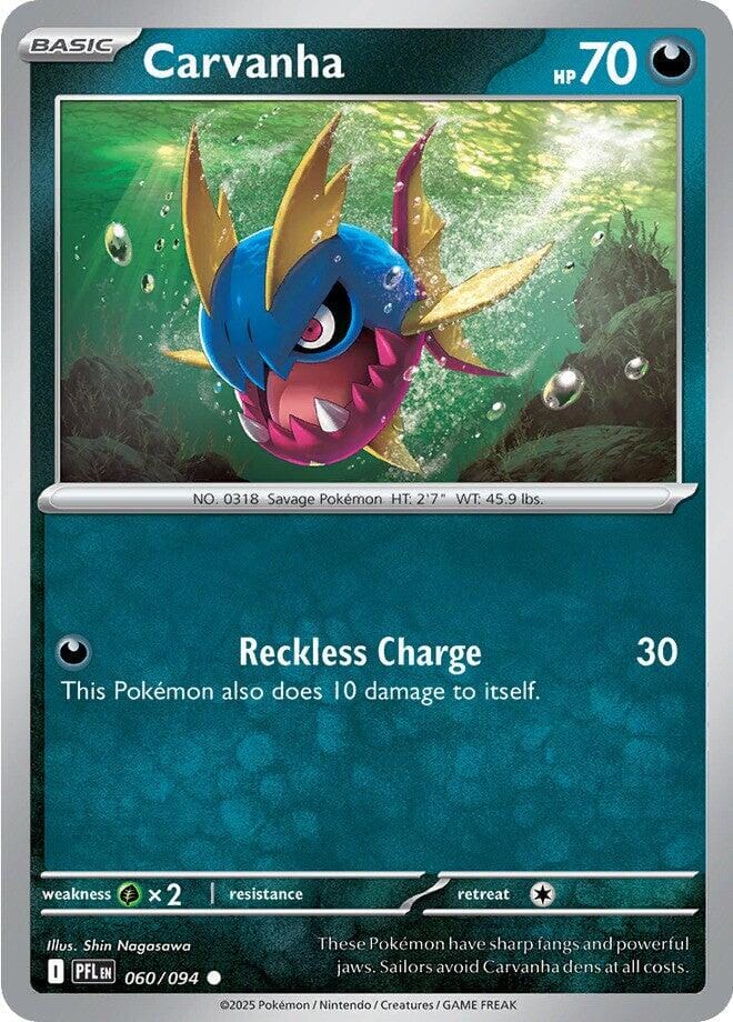 Carvanha (060/094) [Mega Evolution: Phantasmal Flames] Pokemon Single Pokémon  | Multizone: Comics And Games