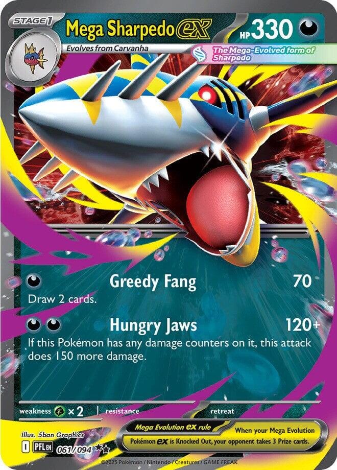 Mega Sharpedo ex (061/094) [Mega Evolution: Phantasmal Flames] Pokemon Single Pokémon  | Multizone: Comics And Games