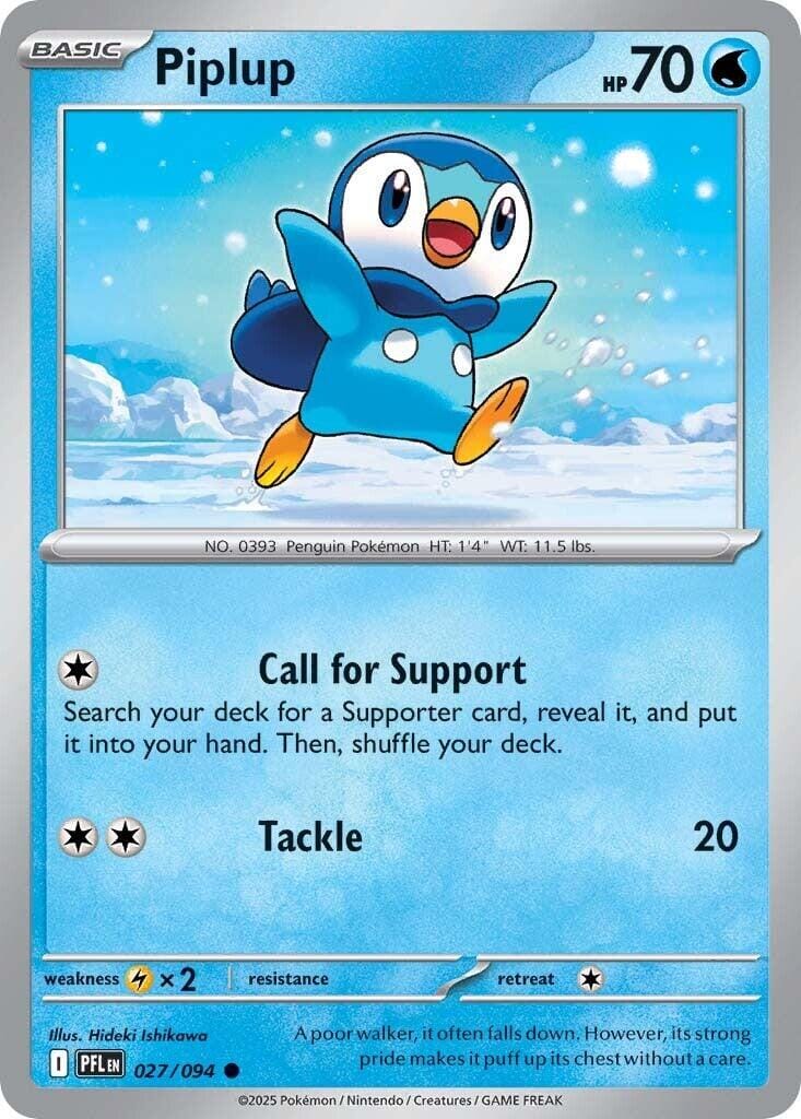 Piplup (027/094) [Mega Evolution: Phantasmal Flames] Pokemon Single Pokémon  | Multizone: Comics And Games