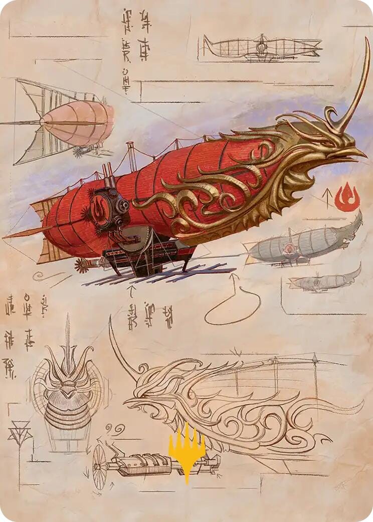 Phoenix Fleet Airship Art Card (Gold-Stamped Planeswalker Symbol) [Avatar: The Last Airbender Art Series] MTG Single Magic: The Gathering  | Multizone: Comics And Games