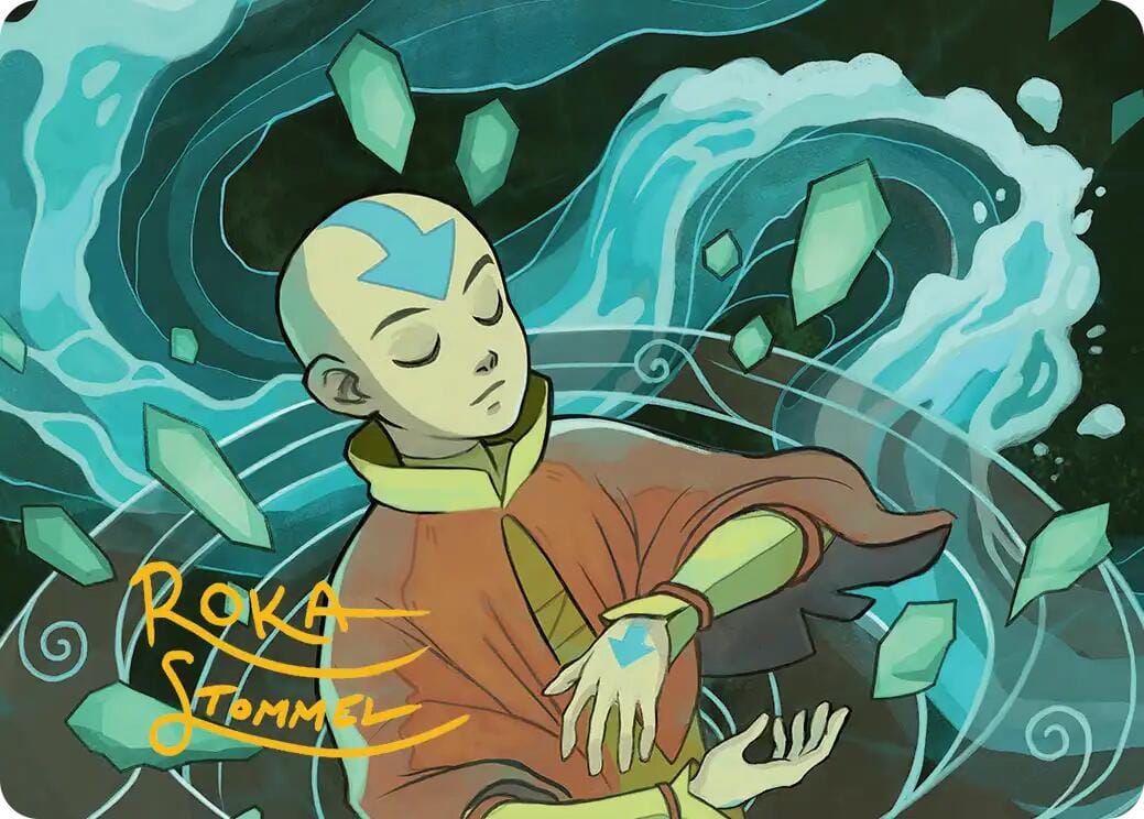 Aang, at the Crossroads Art Card (Gold-Stamped Signature) [Avatar: The Last Airbender Art Series] MTG Single Magic: The Gathering  | Multizone: Comics And Games