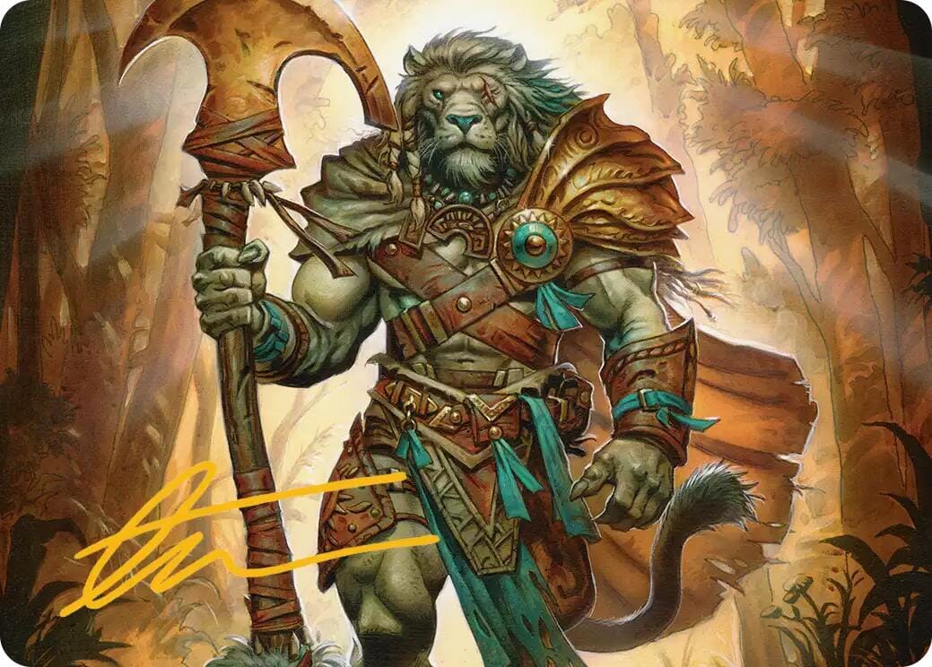 Ajani, Outland Chaperone Art Card (Gold-Stamped Signature) [Lorwyn Eclipsed Art Series] MTG Single Magic: The Gathering  | Multizone: Comics And Games
