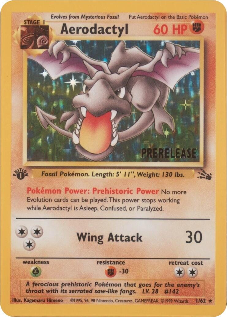Aerodactyl (01/62) (Prerelease) [Miscellaneous Cards] Pokemon Single Pokémon  | Multizone: Comics And Games