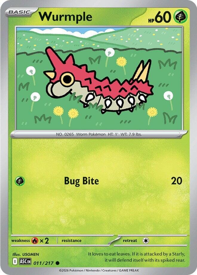 Wurmple (011/217) [Mega Evolution: Ascended Heroes] Pokemon Single Pokémon  | Multizone: Comics And Games