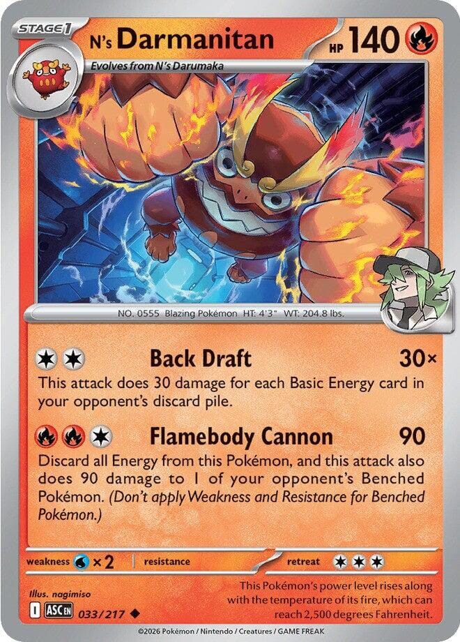 N's Darmanitan (033/217) [Mega Evolution: Ascended Heroes] Pokemon Single Pokémon  | Multizone: Comics And Games