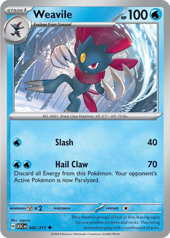 Weavile (045/217) [Mega Evolution: Ascended Heroes] Pokemon Single Pokémon  | Multizone: Comics And Games