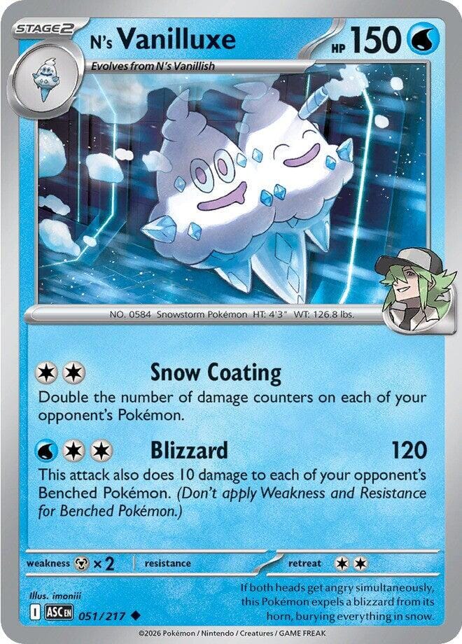 N's Vanilluxe (051/217) [Mega Evolution: Ascended Heroes] Pokemon Single Pokémon  | Multizone: Comics And Games