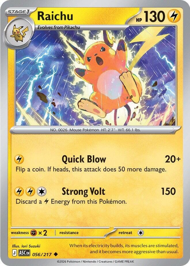 Raichu (056/217) [Mega Evolution: Ascended Heroes] Pokemon Single Pokémon  | Multizone: Comics And Games