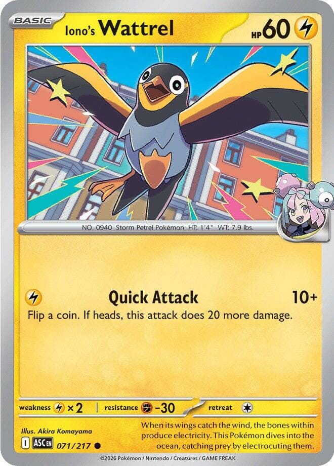 Iono's Wattrel (071/217) [Mega Evolution: Ascended Heroes] Pokemon Single Pokémon  | Multizone: Comics And Games