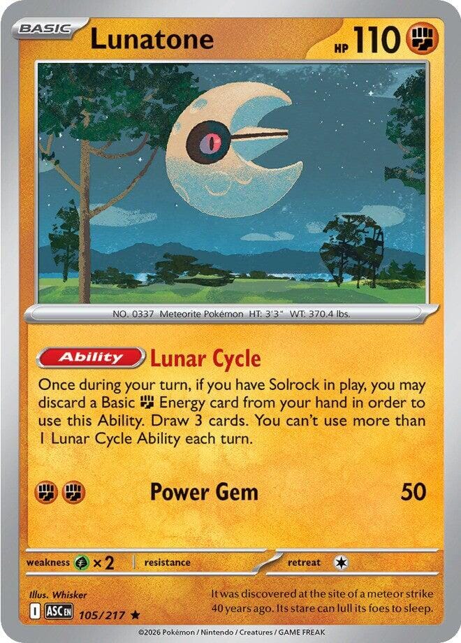 Lunatone (105/217) [Mega Evolution: Ascended Heroes] Pokemon Single Pokémon  | Multizone: Comics And Games