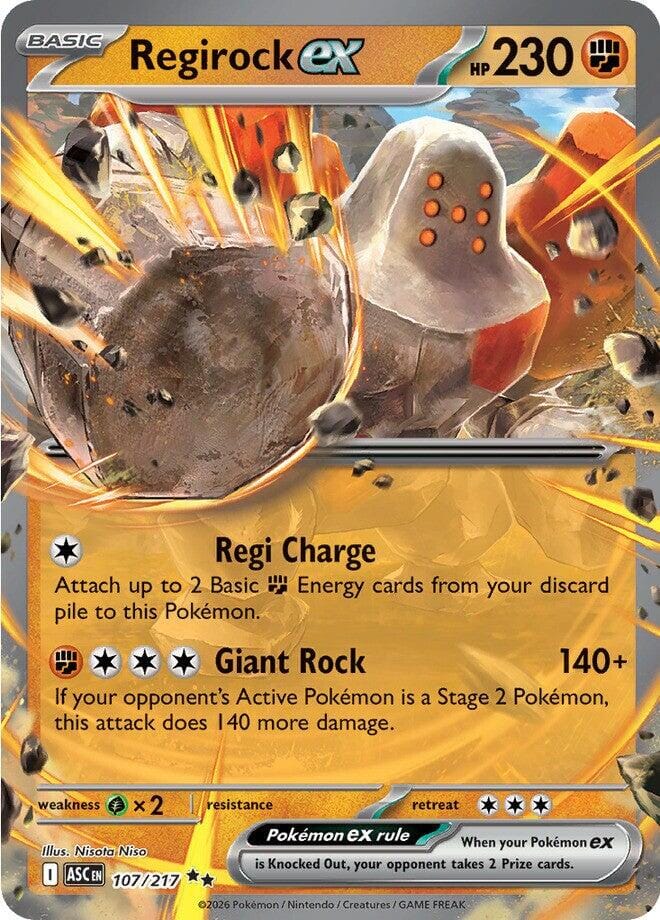 Regirock ex (107/217) [Mega Evolution: Ascended Heroes] Pokemon Single Pokémon  | Multizone: Comics And Games