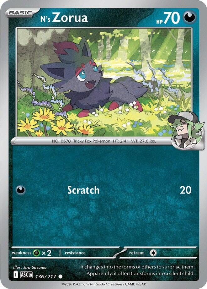 N's Zorua (136/217) [Mega Evolution: Ascended Heroes] Pokemon Single Pokémon  | Multizone: Comics And Games