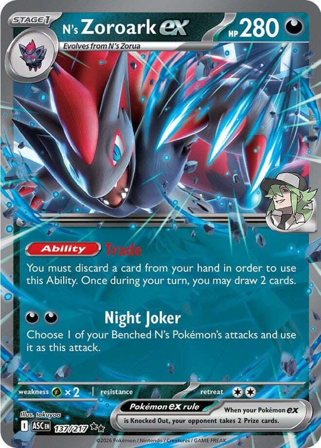 N's Zoroark ex (137/217) [Mega Evolution: Ascended Heroes] Pokemon Single Pokémon  | Multizone: Comics And Games