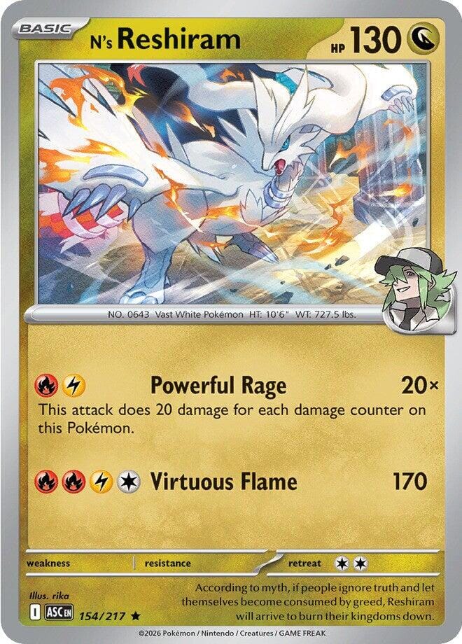 N's Reshiram (154/217) [Mega Evolution: Ascended Heroes] Pokemon Single Pokémon  | Multizone: Comics And Games