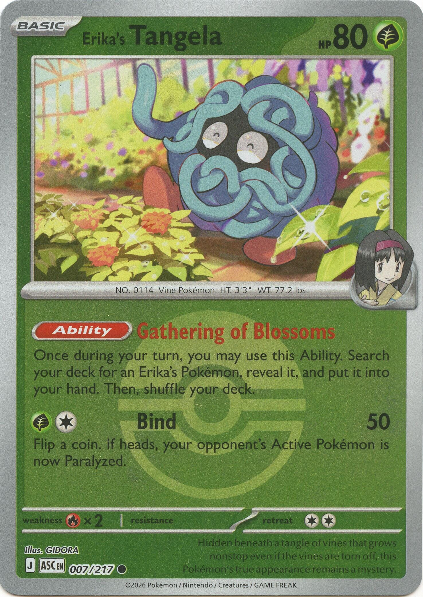 Erika's Tangela (007/217) (Poke Ball) [Mega Evolution: Ascended Heroes] Pokemon Single Pokémon  | Multizone: Comics And Games