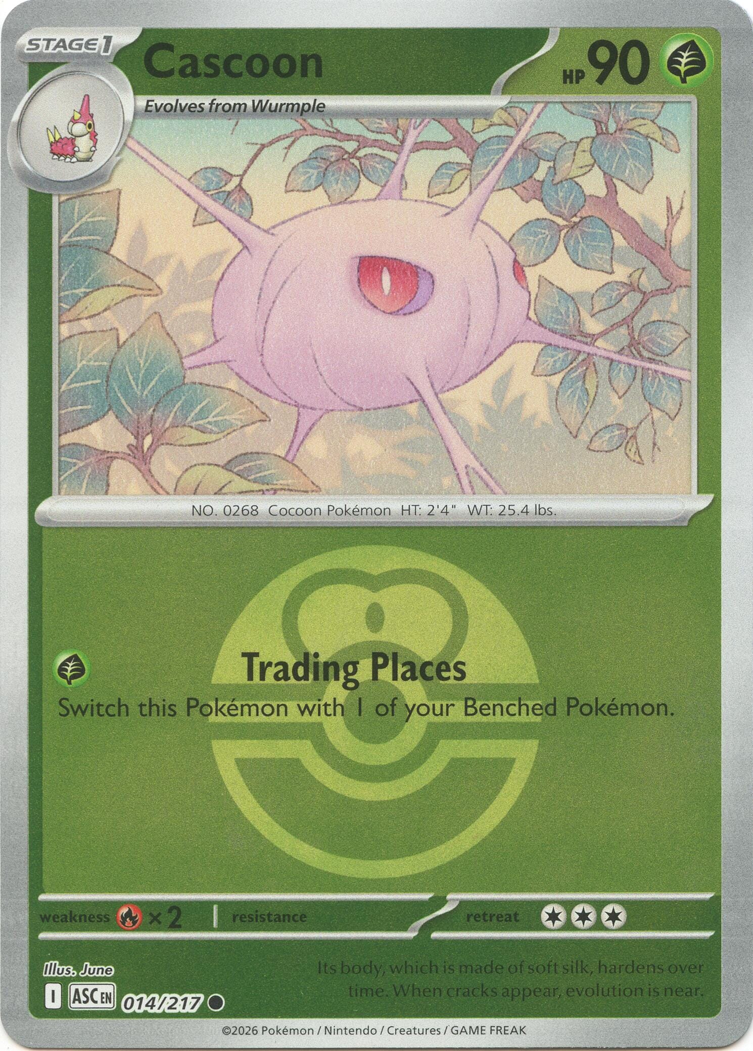 Cascoon (014/217) (Love Ball) [Mega Evolution: Ascended Heroes] Pokemon Single Pokémon  | Multizone: Comics And Games