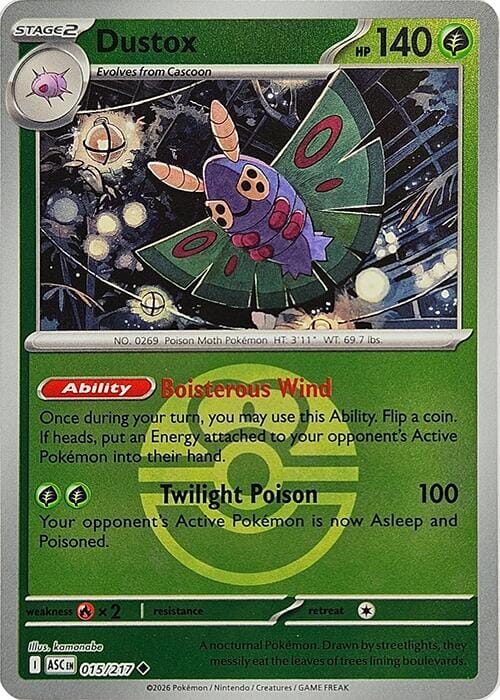 Dustox (015/217) (Love Ball) [Mega Evolution: Ascended Heroes] Pokemon Single Pokémon  | Multizone: Comics And Games