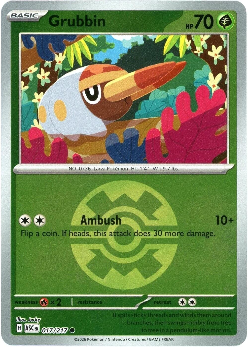Grubbin (017/217) (Quick Ball) [Mega Evolution: Ascended Heroes] Pokemon Single Pokémon  | Multizone: Comics And Games