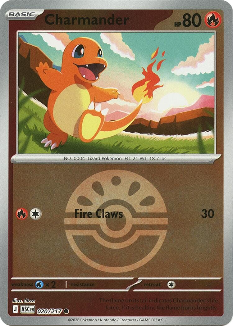 Charmander (020/217) (Quick Ball) [Mega Evolution: Ascended Heroes] Pokemon Single Pokémon  | Multizone: Comics And Games