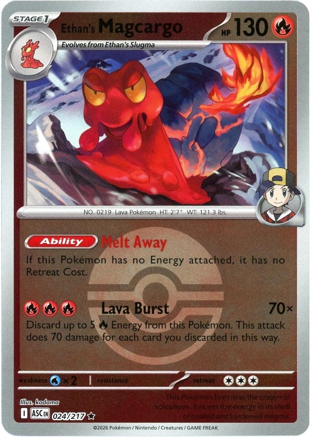 Ethan's Magcargo (024/217) (Poke Ball) [Mega Evolution: Ascended Heroes] Pokemon Single Pokémon  | Multizone: Comics And Games