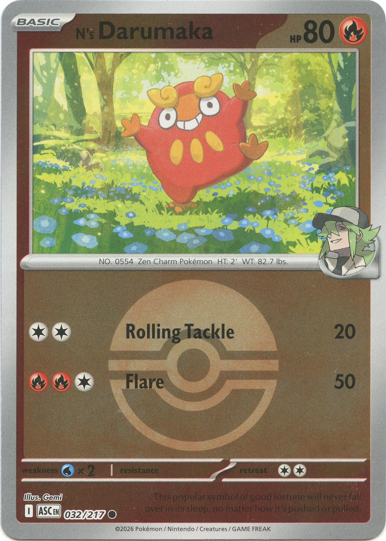 N's Darumaka (032/217) (Poke Ball) [Mega Evolution: Ascended Heroes] Pokemon Single Pokémon  | Multizone: Comics And Games